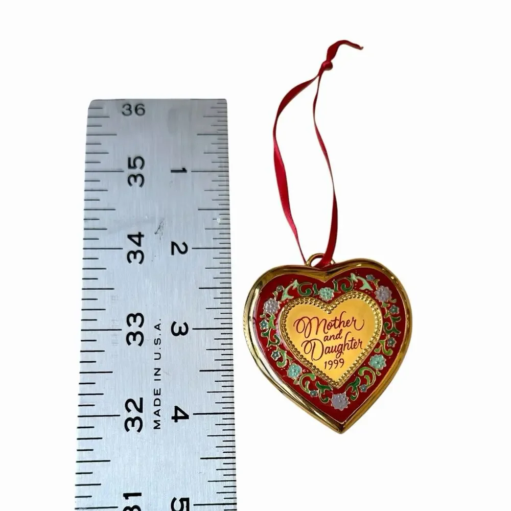 Vintage Hallmark Keepsake Mother and Daughter Heart Christmas Ornament 1999